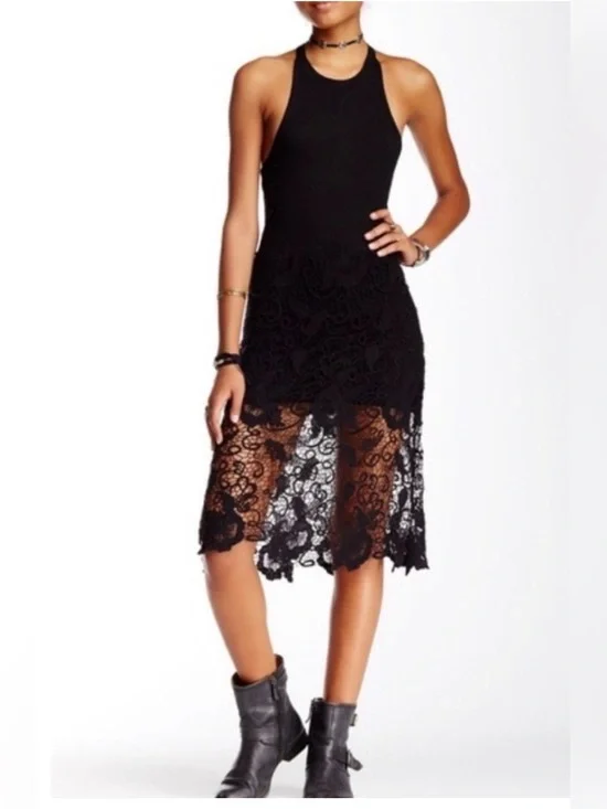 Free People Nora Crochet Lace Tank Midi Dress