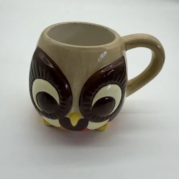 Mesa Home Products Wise Owl Brown Glossy Porcelain coffee Mug Or Tea Cup