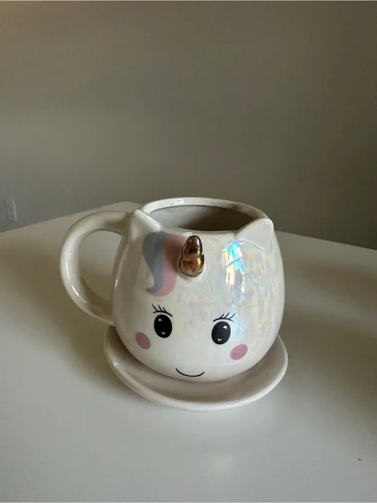 10 Strawberry Street Whimsical Cupboard Iridescent Unicorn Mug & Saucer Set