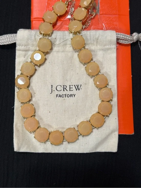 J. Crew Factory Gold-Tone Necklace with Peach Cabochons