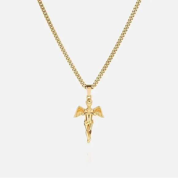 Gold angel pendant necklace  S207