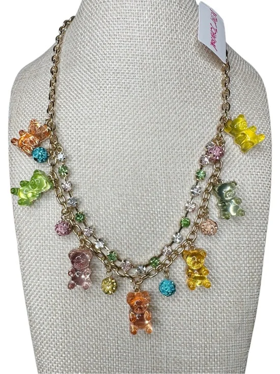Betsey Johnson Gold-Tone Multicolor Gummy Bear Charm Necklace