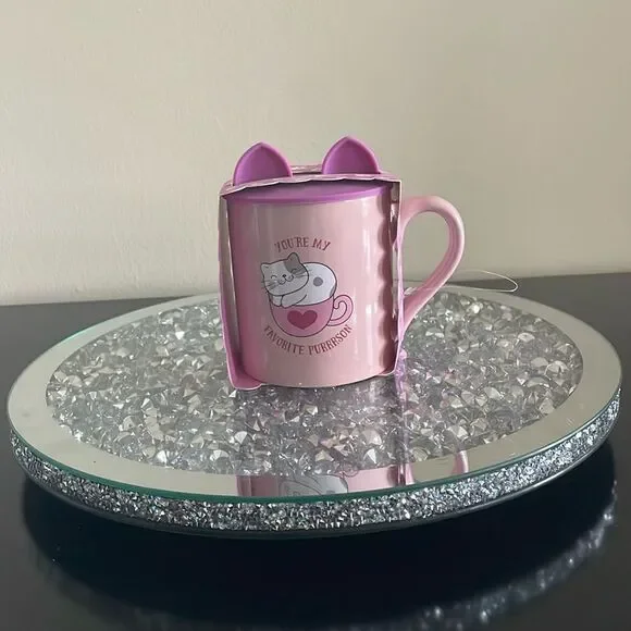 New Eccolo kitty cat mug with silicone cat ear lid you’re my favorite purrrson