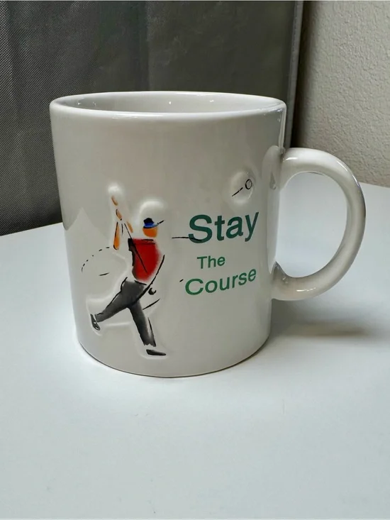 Stay The Course Golf Ceramic Oversized Mug - White with Red Accent