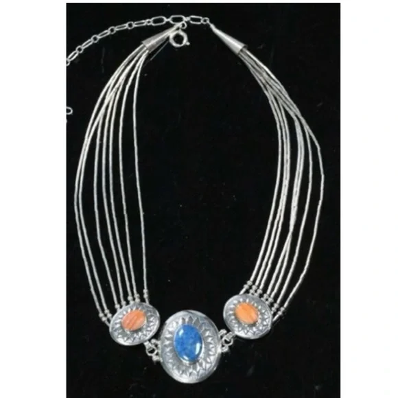 Carolyn Pollack liquid sterling silver turquoise choker‎ unsigned