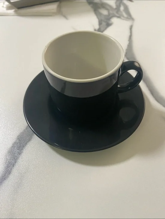 Black and White Ceramic Espresso Cup with Saucer set of 6