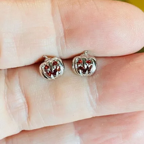 Pumpkin CZ Sterling Silver Earrings