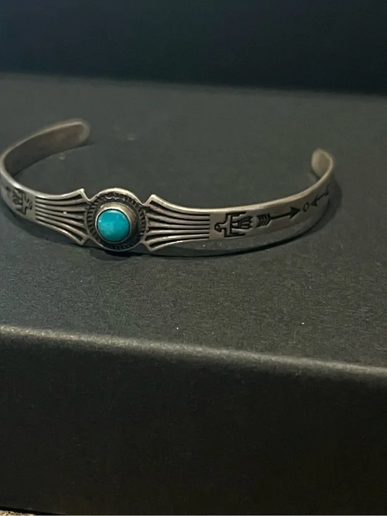 Sterling Silver Turquoise Inlay Cuff Bracelet- baby or toddler