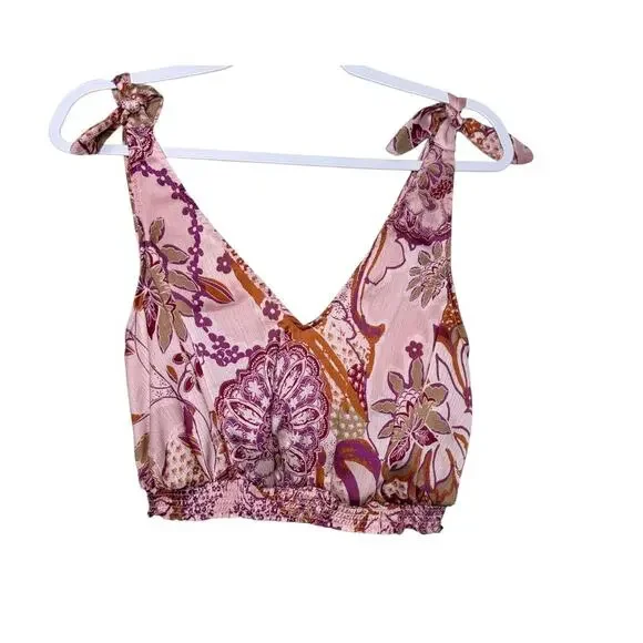Free People Weekend In Montauk‎ Tank In Blush Women S Boho Floral Lightweight
