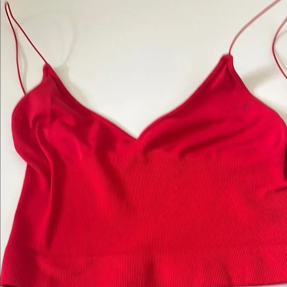 Free People Red Fitted Crop Camisole
