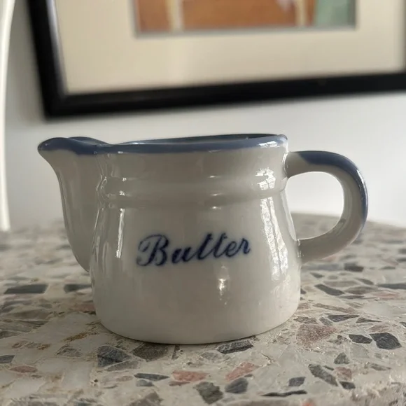 Vintage White and Blue Creamer