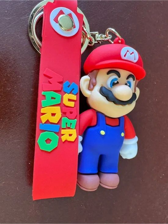 Red & Blue Kids Character Keychain with Strap - Super Mario