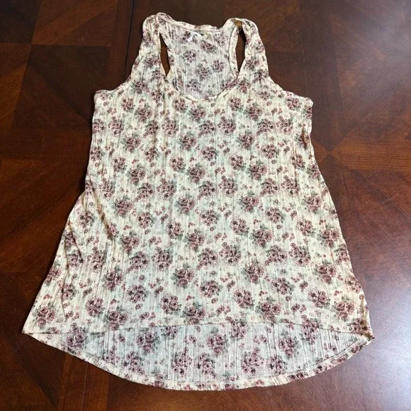 Free People y2k ‎ Racerback Floral Tank Top Women M Romantic Boho Hippie
