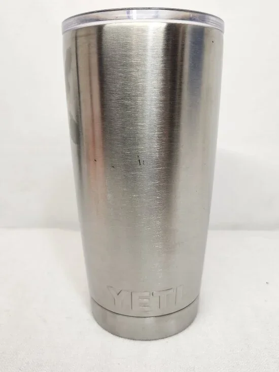 Yeti Silver 20oz Tumbler Mug With Clear Lid Insulated 18/8 Stainless Steel