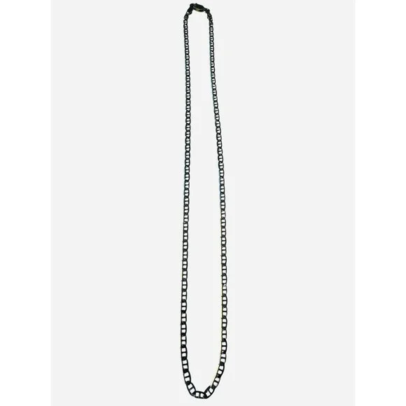 925 Italy‎ Dark Silver Mariner Chain Fancy Necklace 16