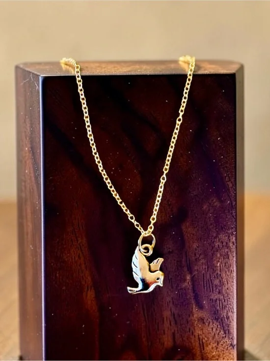 Silver Bird Pendant Necklace - Elegant Women's Jewelry Handmade