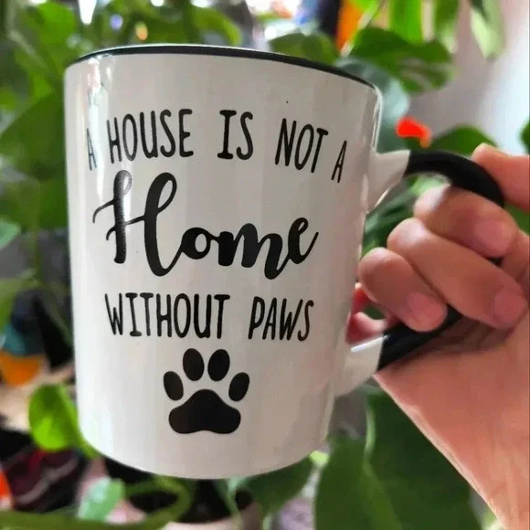 Pet cat dog black white mug home decor accessories paws cute gift print women's