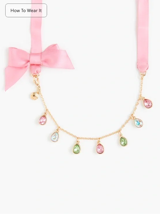 Jcrew Girls' rainbow gems pendant necklace - NWT