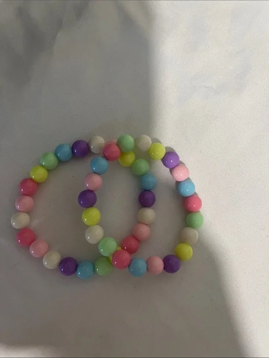 Kids Multicolor Beaded Stretch Bracelet Set - Pastel Rainbow