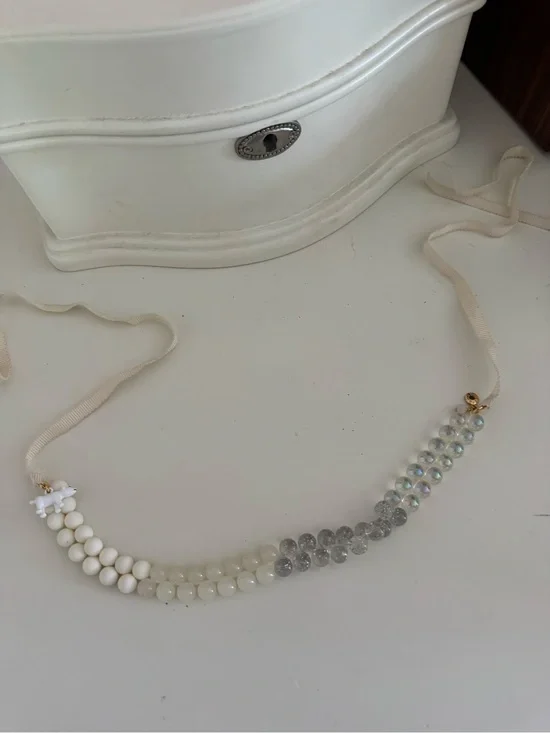 Crewcuts White & Silver Beaded Ribbon Necklace