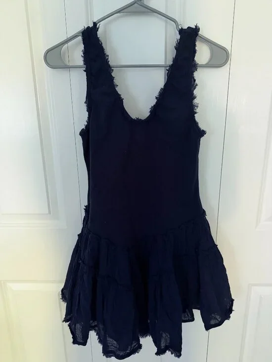 Free People Izi Drop-Waist Mini Dress - Women's Medium - Navy