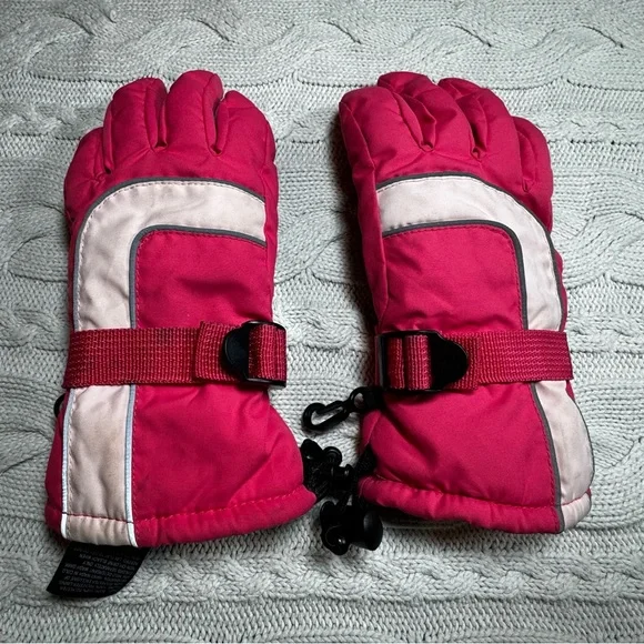 Retro Kids Pink Winter Snow Gloves Size 4-7 #1070