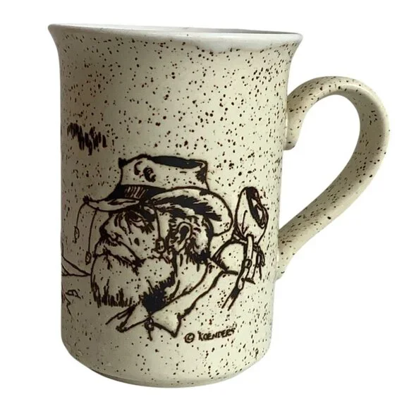 Vtg Aussie Mugs‎ Ceramic Speckled Mug Rustic Farmer Design Signed Koenders