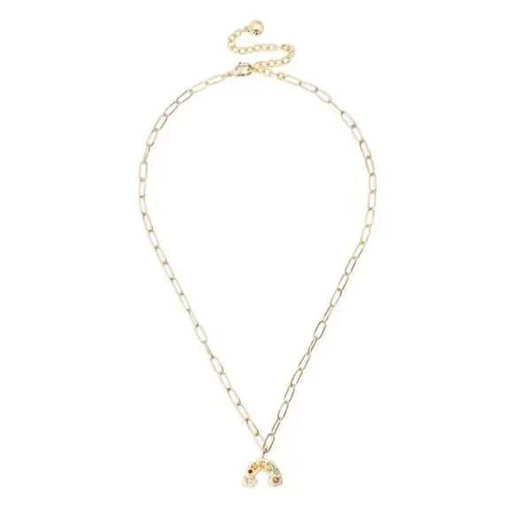 BaubleBar Gold-Plated Small Hera Link Rainbow Pendant Necklace New