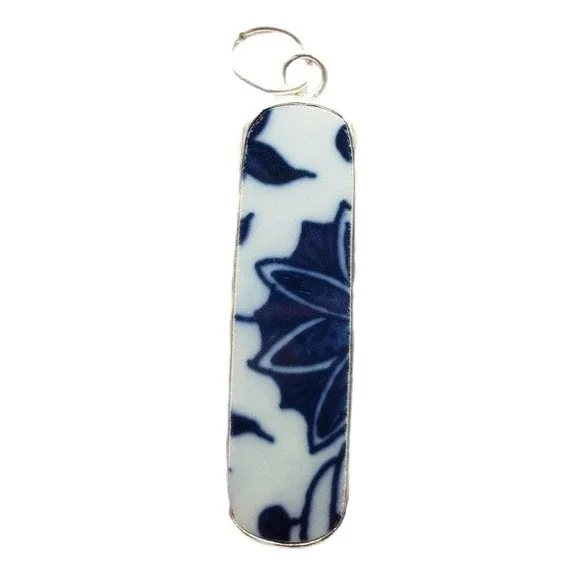 Ginger‎ Jar Jewelry Pendant Blue & White Broken China Repurposed Pottery Shard