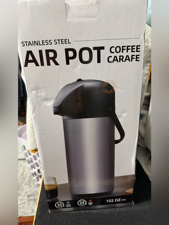 Stainless Steel Air Pot Coffee Carafe - Black and Silver
