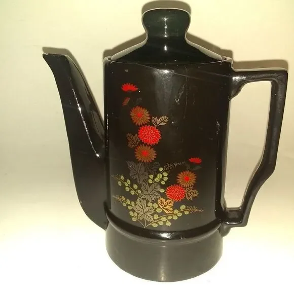 ⬇️⬇️⬇️Vintage Japanese Tall Black Coffee Tea Pot