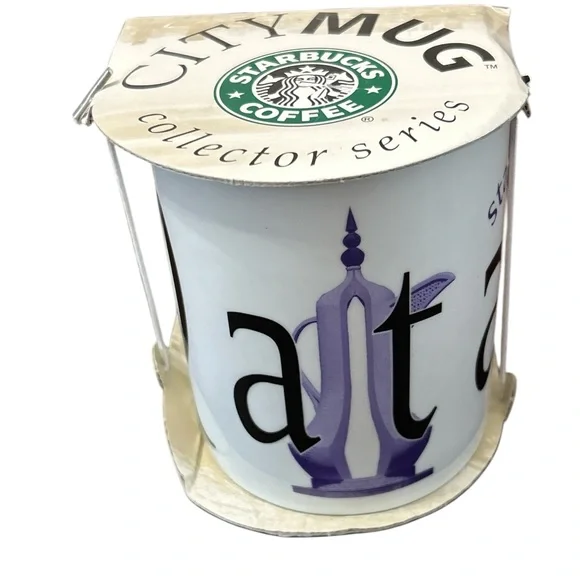 Starbucks City Mug Qatar New In Box 16oz Purple‎ White 2002 Collector Series