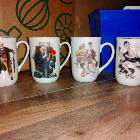 Set of 4‎ Noman Rockwell Mugs