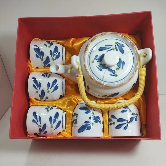 Vintage Chinese 6-Piece Porcelain‎ Tea Set in Original Gift Box NEW