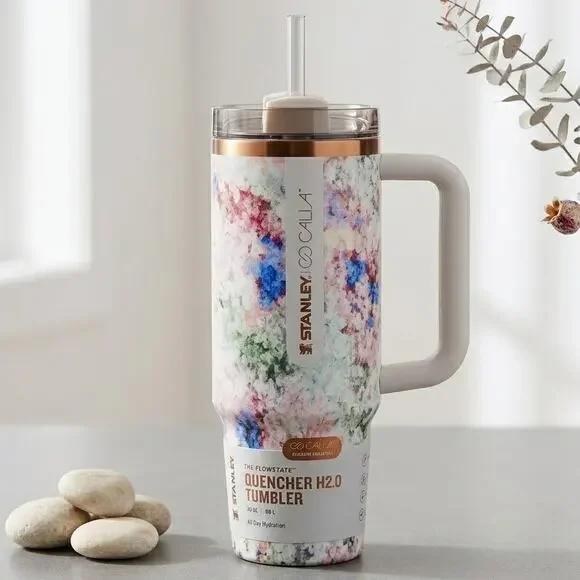 NEW Stanley Quencher H2.0 30oz Tumbler CALIA Exclusive Watercolor Floral Cup