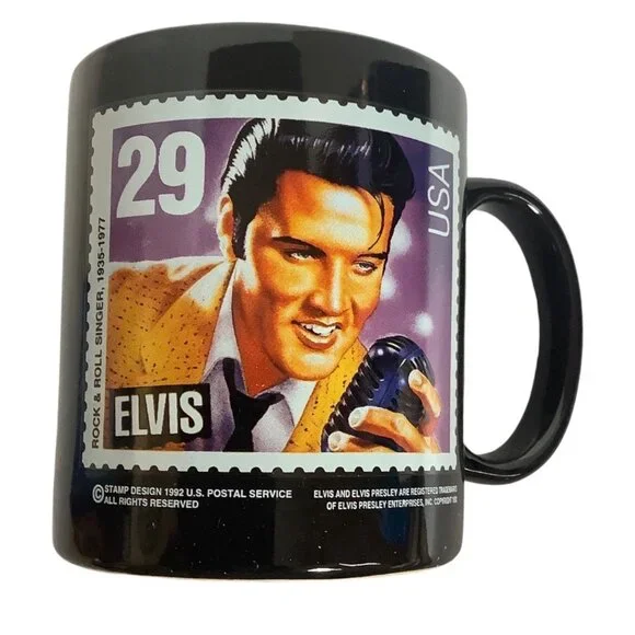 Vtg 1992 Elvis Presley Stamp Mug 11‎ Oz Officially Licensed Ceramic Original Box
