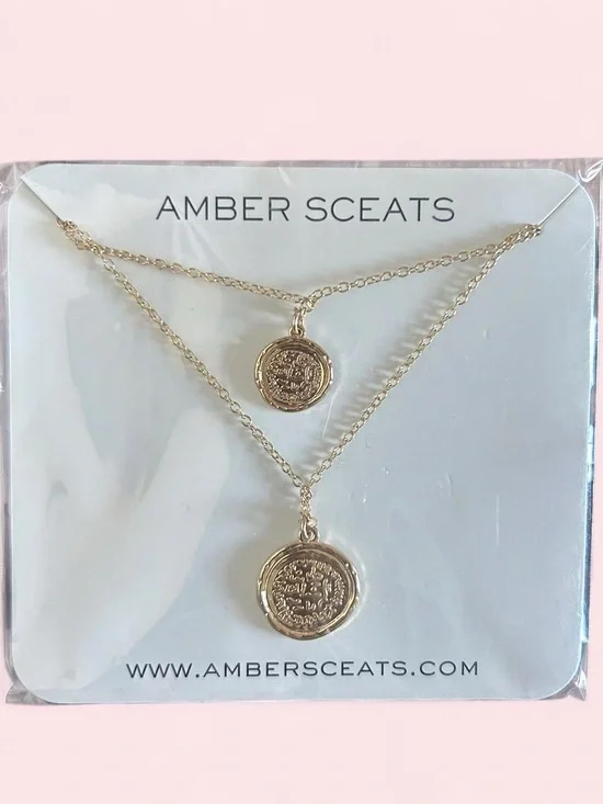 Amber Sceats Gold Layered Coin Pendant Necklace