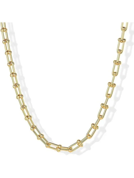 18K Gold Plated Paperclip Necklace for Women | Chunky Link Chain Choker Jewelry