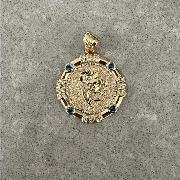 March Birth Month Flower and Birthstone Pendant