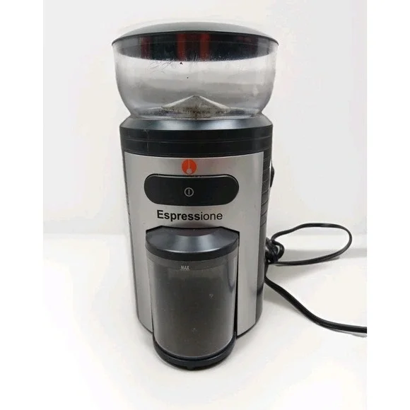 ESPRESSIONE PROFESSIONE CONICAL BURR COFFEE GRINDER BLACK/SiILVER MEC-5198 WORKS