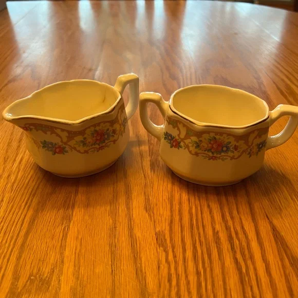 Vintage Sugar Bowl and Creamer Set