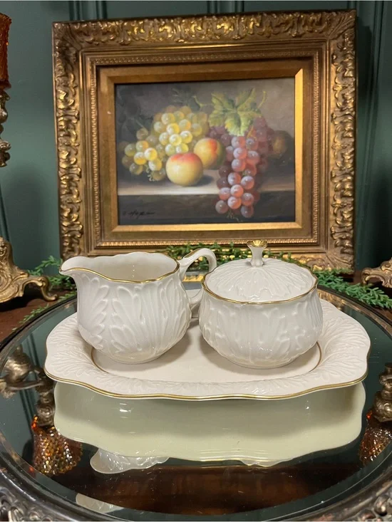RARE Lenox cottage creamer sugar tray set!