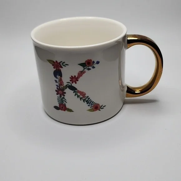 OpalHouse Porcelain Monogram Coffee Mug Cup Floral Letter 