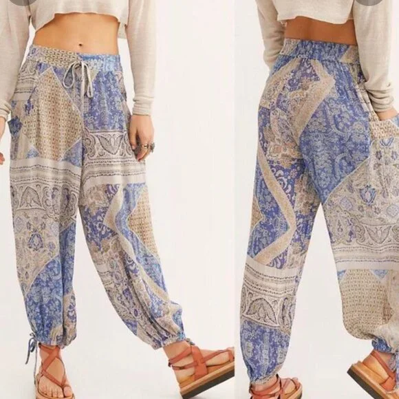 Free People Begonia Balloon Pants in Icy Blue Combo Size XS