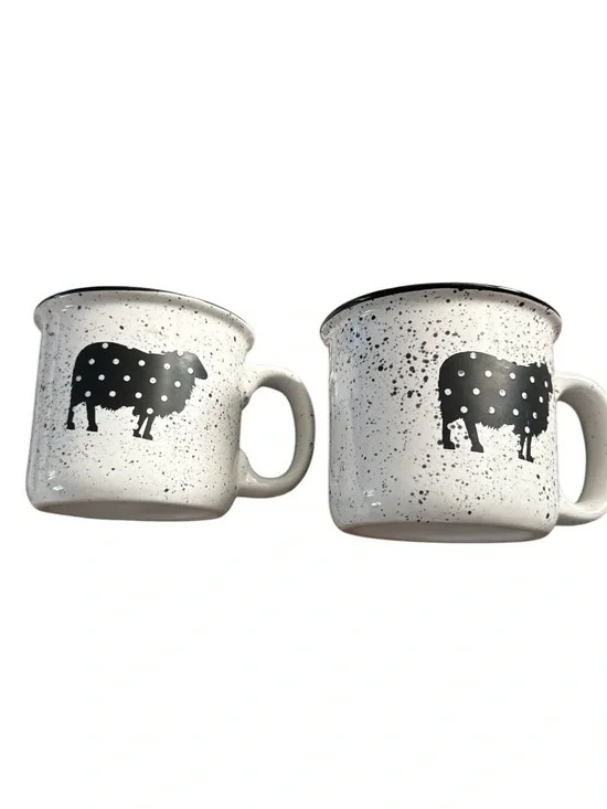 3 Clay Art Mugs Poka Dot Cows EWE CRAZY 13 oz