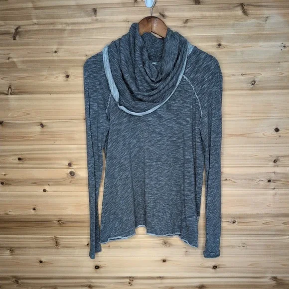 Free People Beach Womens Cowl Neck Long Sleeve Slub Knit Top‎ Grey One Size