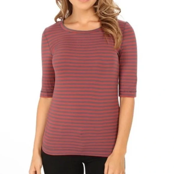Free People Striped Leader of the Pack Tee in Cherry Combo Size Medium