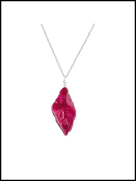 Handmade Raw Ruby Pendant Necklace, 18