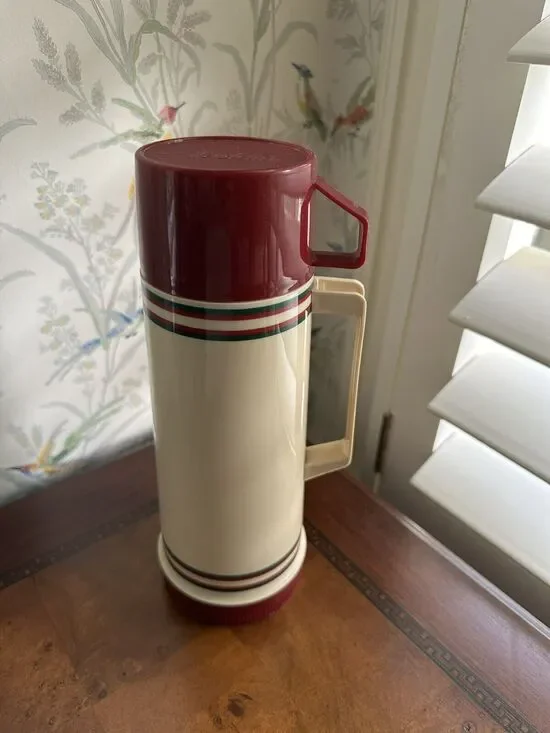 Vintage Aladdin Insulated Bottle Cup Pint Tan Hot Cold Beverage Made in USA