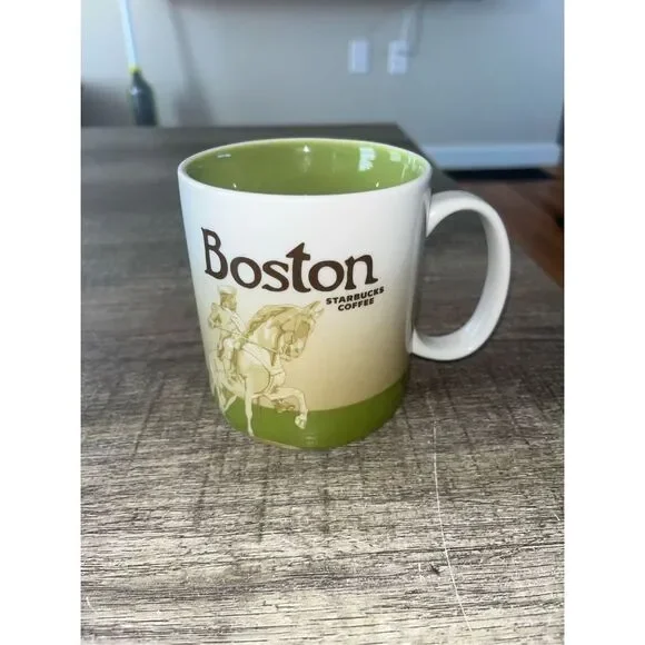 Starbucks Coffee Collector Series Boston Global Icon 16 Oz Mug Cup 2008 Green